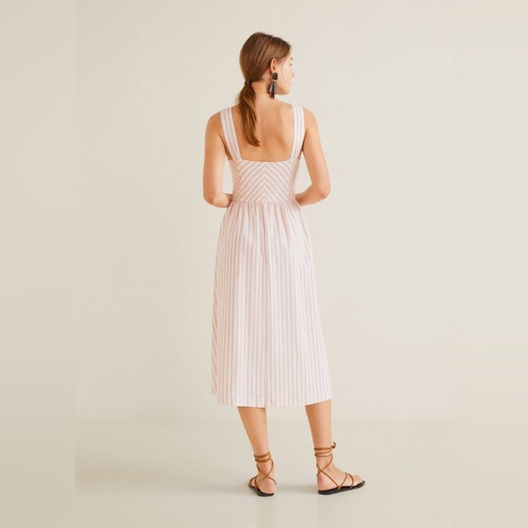 Mango Pink Sundress Sleeveless Square Neck Midi - Picture 2 of 6